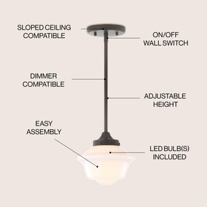 Kurtz Adjustable Drop Metal/Glass LED Pendant