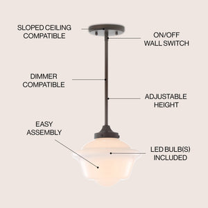 Kurtz Adjustable Drop Metal/Glass LED Pendant