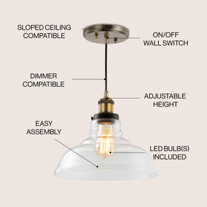 Litchfield Farmhouse Metal/Glass LED Pendant