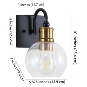 Marais 1-Light Iron/Glass Rustic Vintage LED Vanity Light