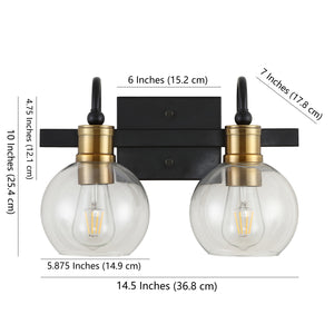 Marais 2-Light Iron/Glass Rustic Vintage LED Vanity Light