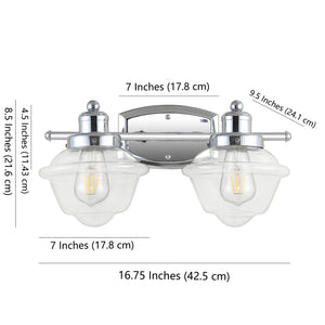 Orleans 2-Light Iron/Glass schoolhouse LED Vanity Light