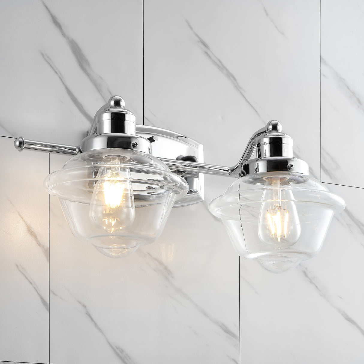 Orleans-2-Light-Iron/Glass-schoolhouse-LED-Vanity-Light-Vanity-Lights