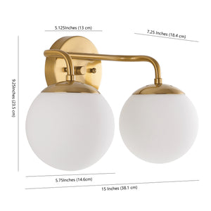 Louis 2-Light Metal/Frosted Glass Modern Contemporary LED Vanity
