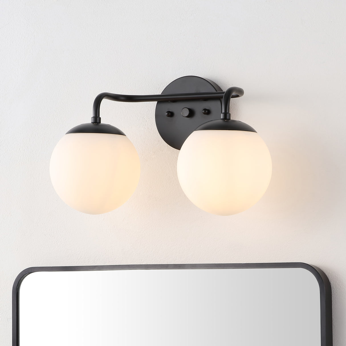 Louis 2-Light Metal/Frosted Glass Modern Contemporary LED Vanity Light