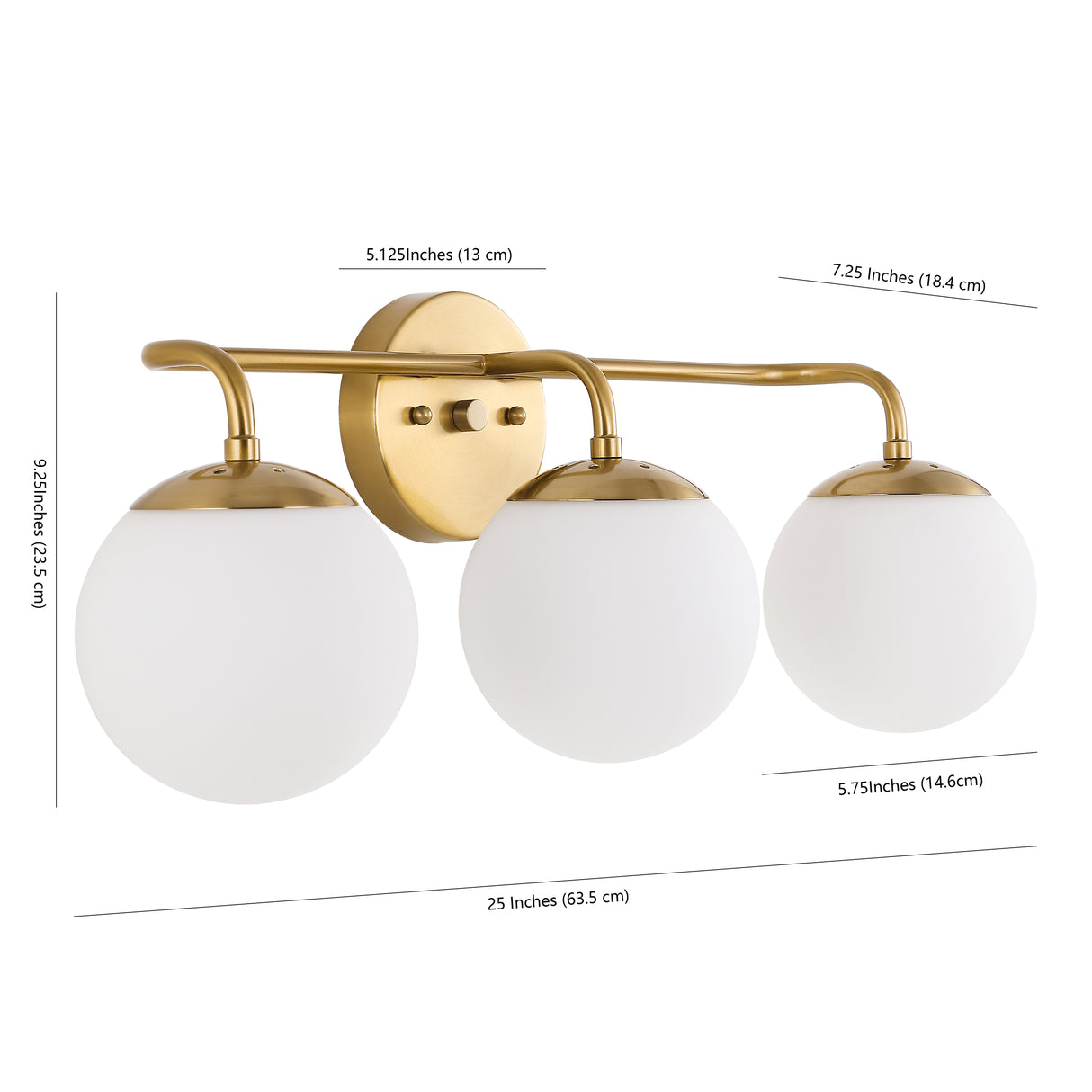 Louis 3-Light Metal/Frosted Glass Modern Contemporary LED Vanity