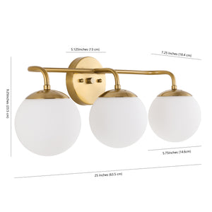Louis 3-Light Metal/Frosted Glass Modern Contemporary LED Vanity