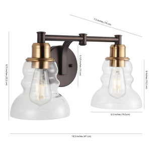 Manhattan 2-Light Metal/Glass Industrial Rustic LED Vanity