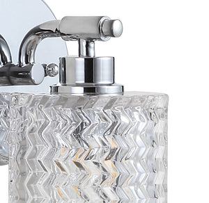 Spaulding 1-Light Iron/Chevron Pattern Glass Farmhouse Cottage LED Vanity Light