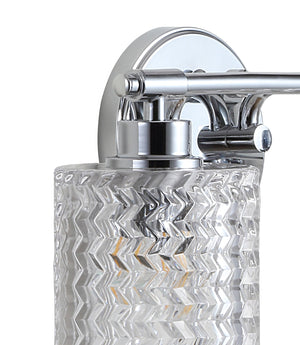 Spaulding 2-Light Iron/Chevron Pattern Glass Farmhouse Cottage LED Vanity Light
