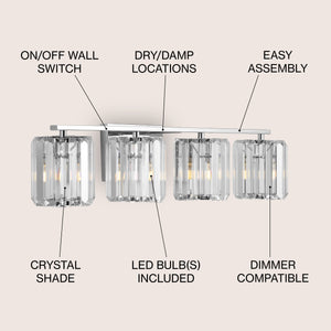Coco 4-Light Metal/Glass Classic Glam LED Vanity Light