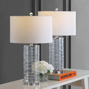 Cole Modern Fused Glass Cylinder LED Table Lamp-Set of 2