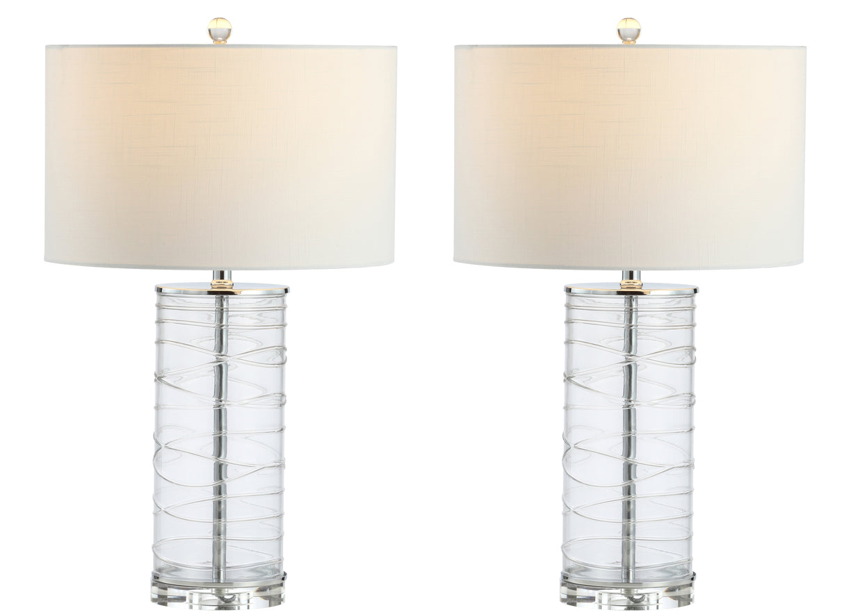 Cole Modern Fused Glass Cylinder LED Table Lamp-Set of 2