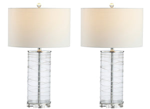 Cole Modern Fused Glass Cylinder LED Table Lamp-Set of 2