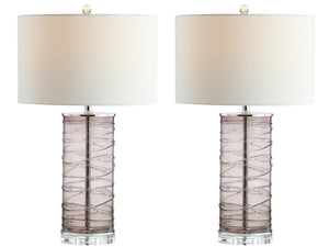 Cole Modern Fused Glass Cylinder LED Table Lamp-Set of 2
