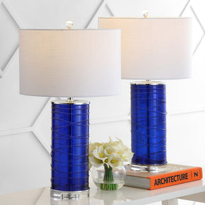 Cole Modern Fused Glass Cylinder LED Table Lamp-Set of 2