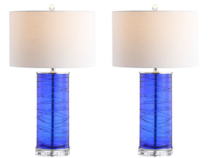 Cole Modern Fused Glass Cylinder LED Table Lamp-Set of 2