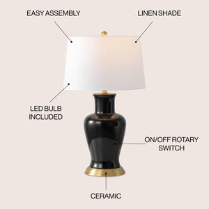 Julian Traditional Classic Ceramic Urn LED Table Lamp