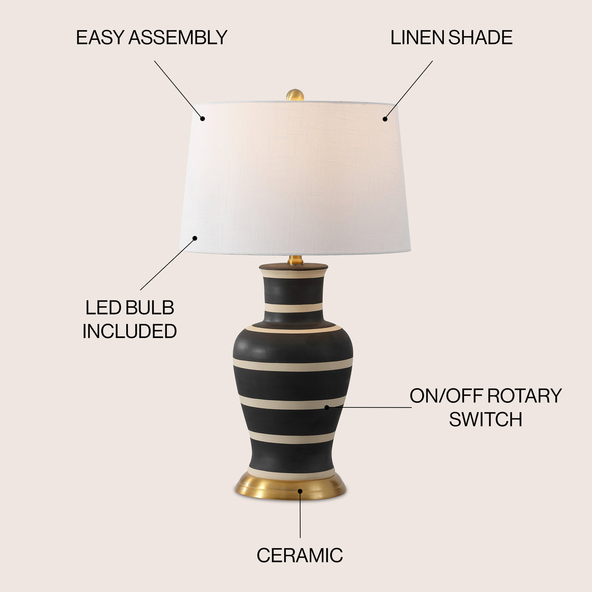 Julian Traditional Classic Ceramic Urn LED Table Lamp