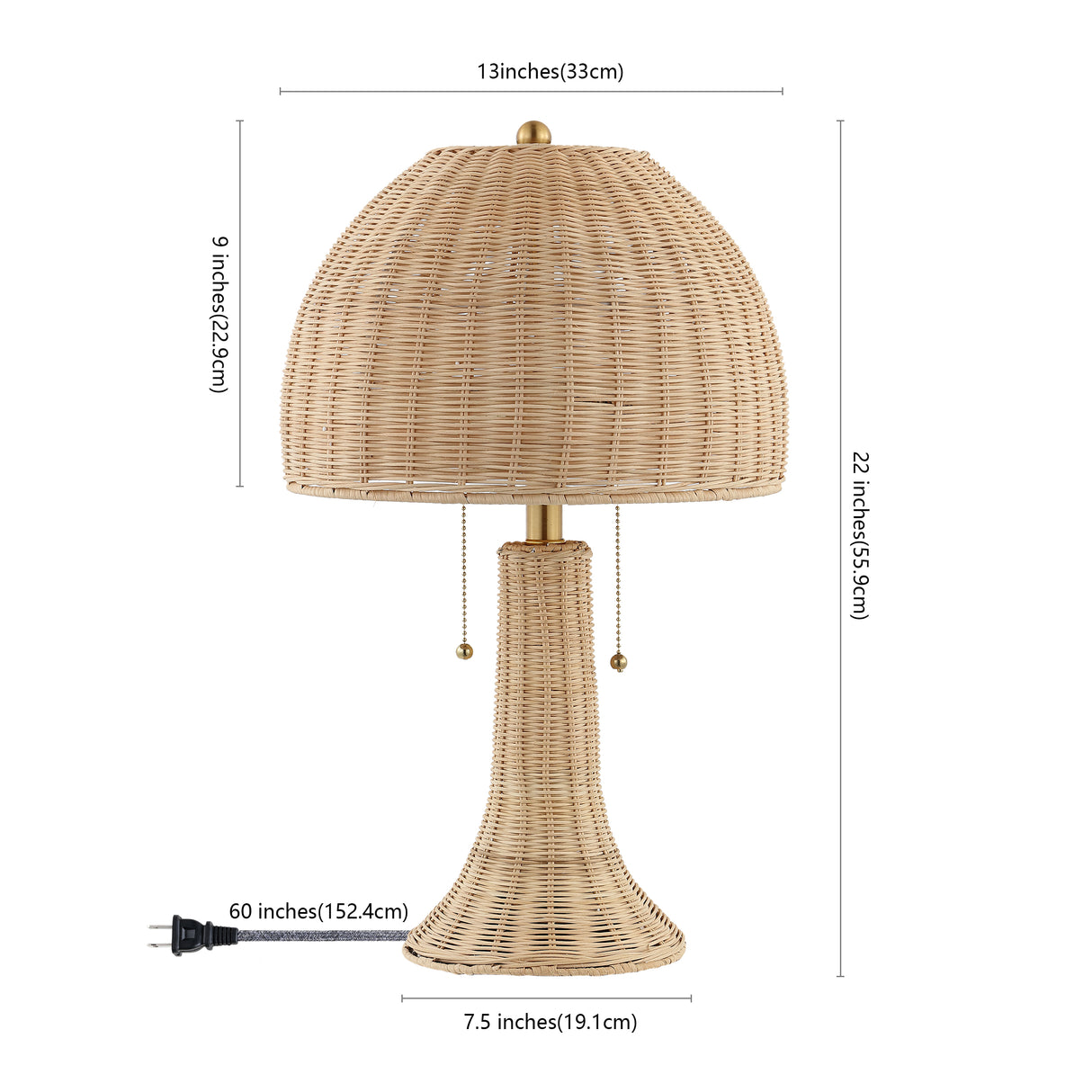 Joanie Woven Wicker Mid-Century Table Lamp
