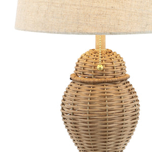 Margie Pair of Wicker Ginger-Jar Table Lamps