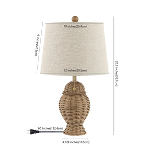 Margie Pair of Wicker Ginger-Jar Table Lamps
