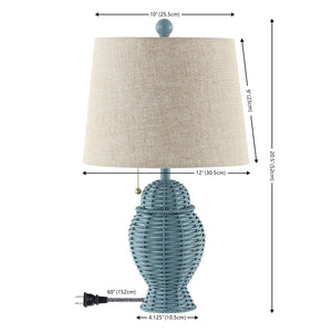 Margie Pair of Wicker Ginger-Jar Table Lamps