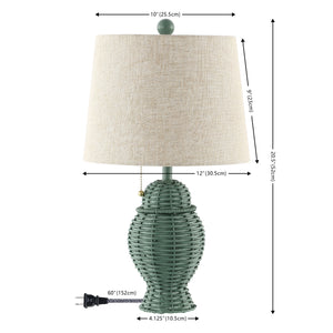 Margie Pair of Wicker Ginger-Jar Table Lamps