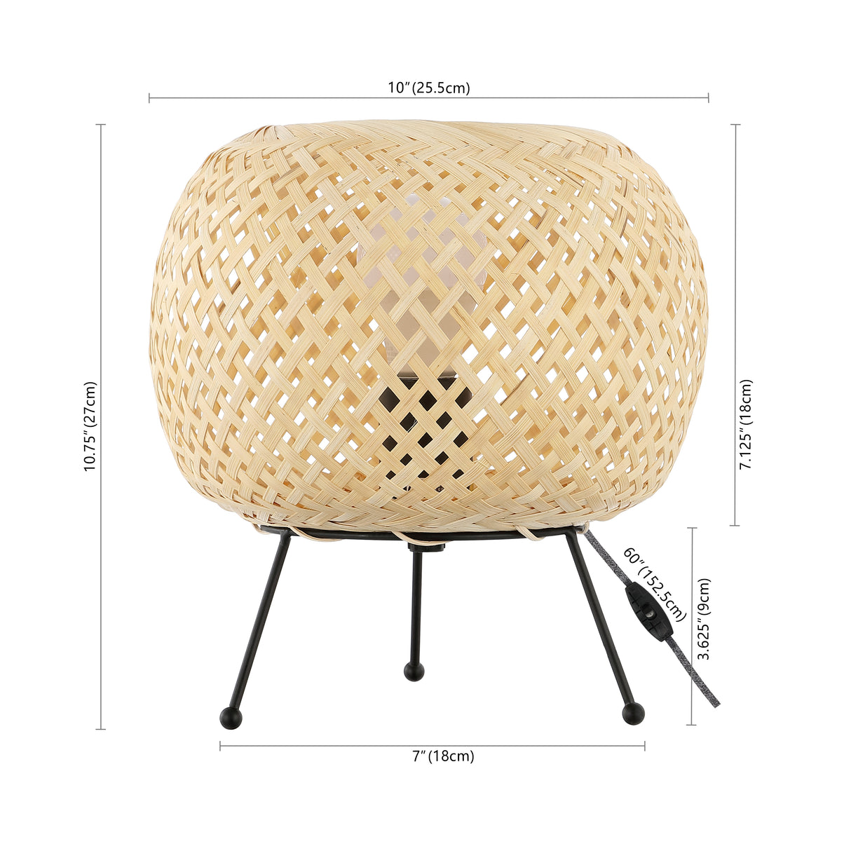 Palma Bohemian Rustic Iron/Rattan LED Mini Table Lamp with Smart Bulb