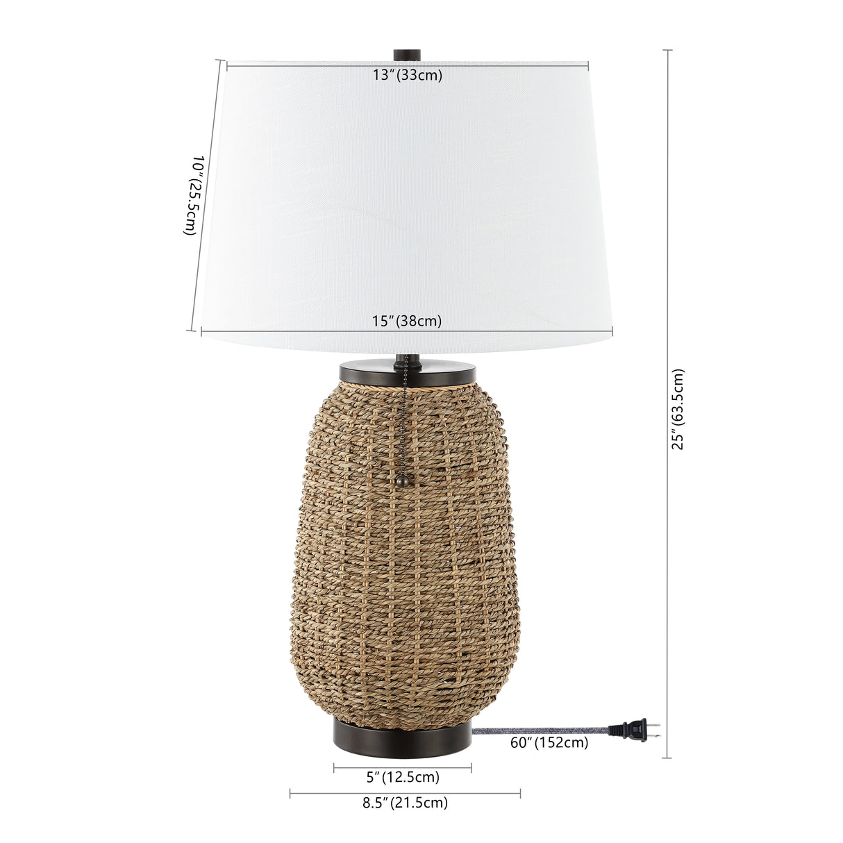 Seagrass Table Lamp with Linen Shade