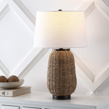 Seagrass Table Lamp with Linen Shade
