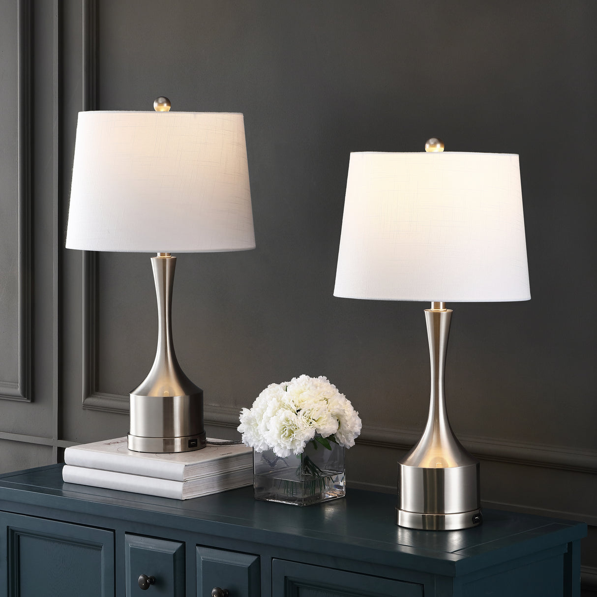 Cooper Classic French Country Iron LED Table Lamp with USB Charging Port-Set of 2