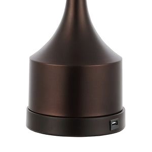 Cooper French Country Farmhouse Iron LED Table Lamp with USB Charging Port-Set of 2