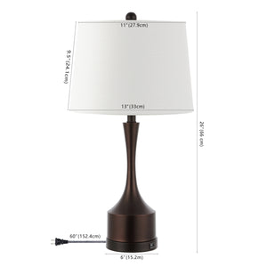 Cooper French Country Farmhouse Iron LED Table Lamp with USB Charging Port-Set of 2