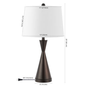 Colton French Country Farmhouse Iron LED Table Lamp with USB Charging Port-Set of 2