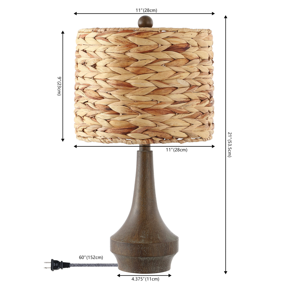 Theodore Rustic Farmhouse Handwoven Water Hyacinth/Resin LED Table Lamp
