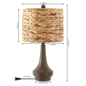 Theodore Rustic Farmhouse Handwoven Water Hyacinth/Resin LED Table Lamp
