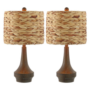 Theodore Rustic Farmhouse Handwoven Water Hyacinth/Resin LED Table Lamp