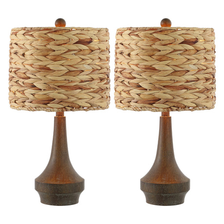 Theodore Rustic Farmhouse Handwoven Water Hyacinth/Resin LED Table Lamp