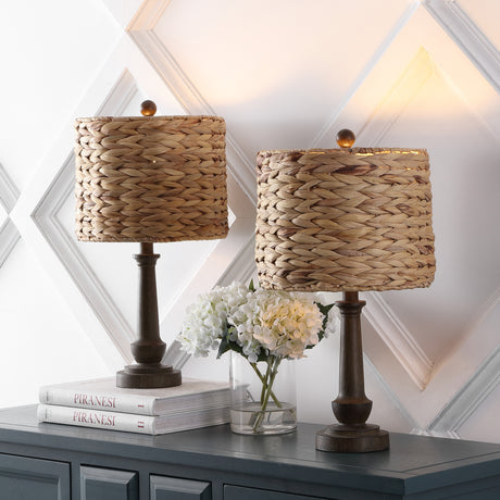 Leona-Rustic-Farmhouse-Handwoven-Water-Hyacinth/Resin-LED-Table-Lamp-Table-Lamps