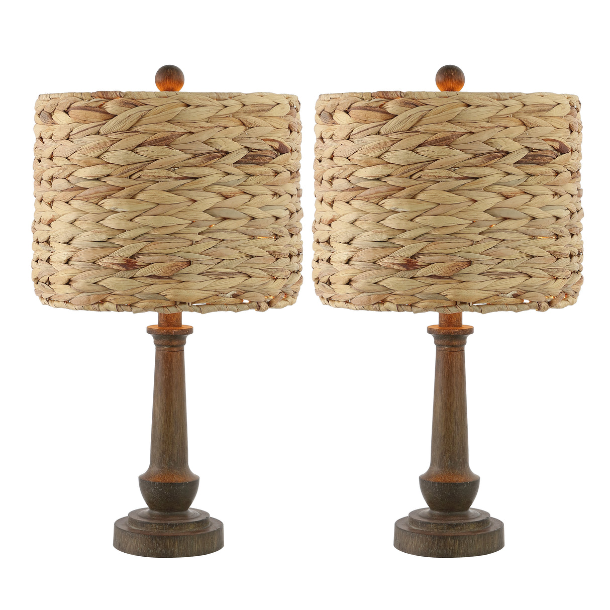 Leona Set of 2 Bohemian Rattan & Resin Table Lamps