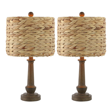 Leona Set of 2 Bohemian Rattan & Resin Table Lamps