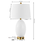 Reese 1-Outlet Contemporary Style Iron/Glass LED Table Lamp with USB Charging Port
