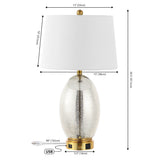 Reese 1-Outlet Contemporary Style Iron/Glass LED Table Lamp with USB Charging Port