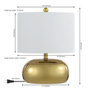 Calix Mid-Century Glam Ceramic/Iron LED Table Lamp