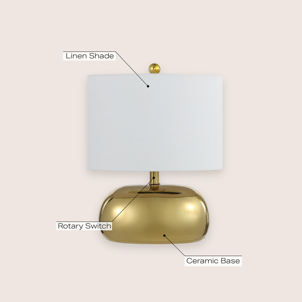 Calix Mid-Century Glam Ceramic/Iron LED Table Lamp
