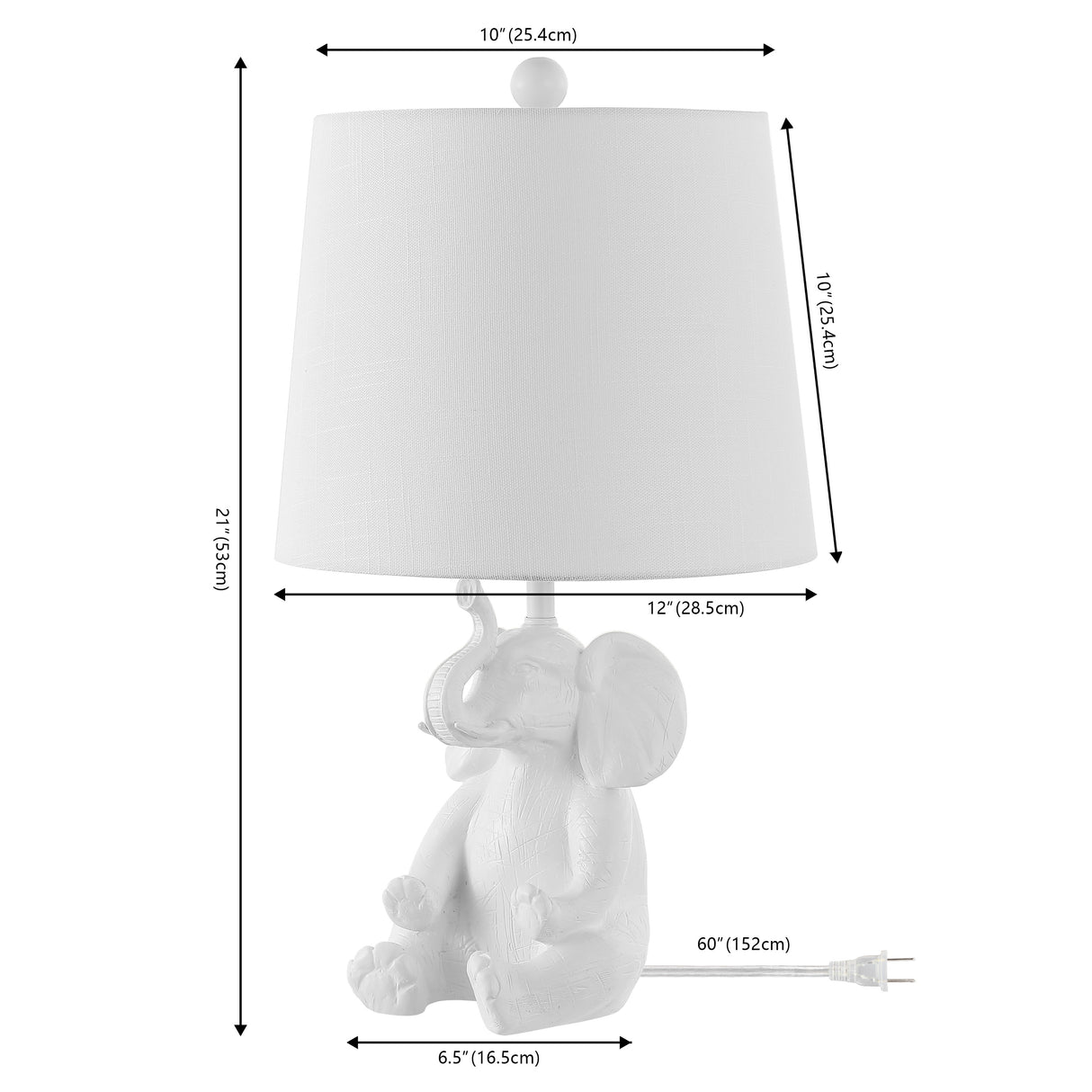 Kairi Modern Shabby Chic Resin/Iron Happy Elephant LED Kids' Table Lamp with Phone Stand