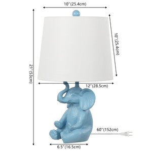 Kairi Modern Shabby Chic Resin/Iron Happy Elephant LED Kids' Table Lamp with Phone Stand