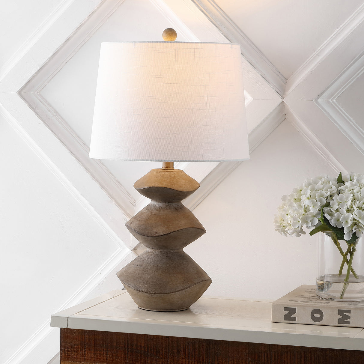 Laken-Minimalist-Coastal-Resin/Iron-3-Stack-Cairn-LED-Table-Lamp-Table-Lamps