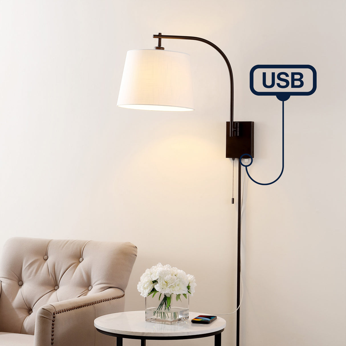 Gosling-1-Light-Mid-Century-Modern-Plug-In-or-Hardwired-Iron-LED-Gooseneck-Swing-Arm-Wall-Sconce-with-Pull-Chain-and-USB-Charging-Port-Wall-Sconces